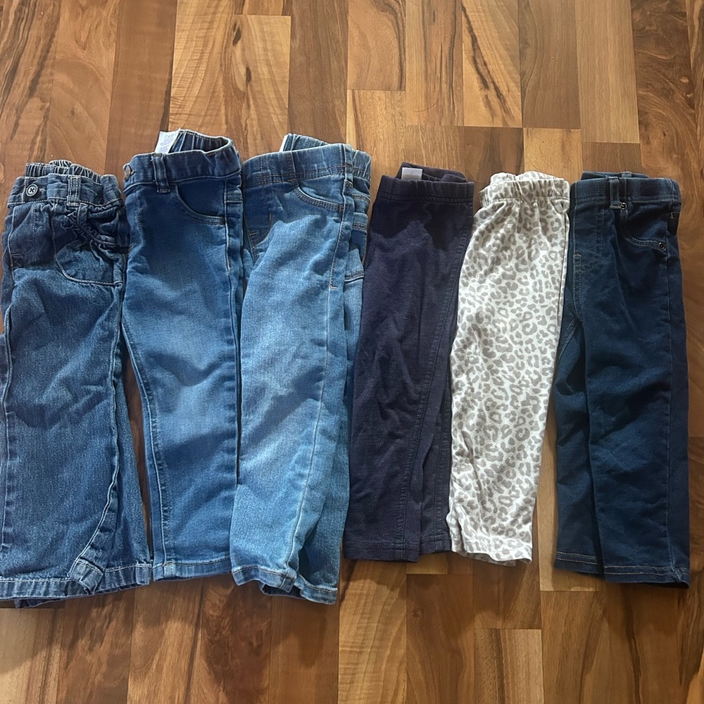 2T/24 Months Girl Jeans/Leggings (6 pants total)